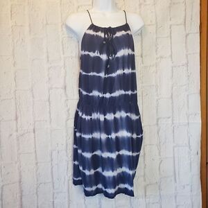 RAVIYA Blue Casual Tie-dye Halter Dress Beach Travel Small